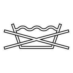 Prohibited wash Clothes care symbols Washing concept Laundry sign icon outline black color vector illustration flat style image