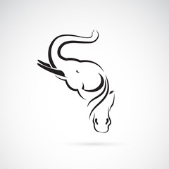 Vector of an elephant head and horse head on white background. Wild Animals. Elephant and horse logo or icon. Easy editable layered vector illustration.