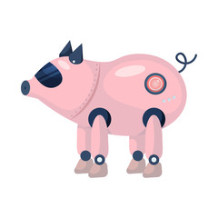 Isolated object of pig and robotic logo. Collection of pig and cybernetics stock vector illustration.