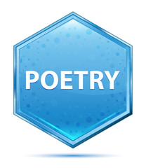 Poetry crystal blue hexagon button