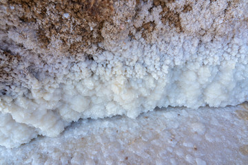 Close up of salt crystals in the plain of salt in the Danakil Depression in Ethiopia, Africa
