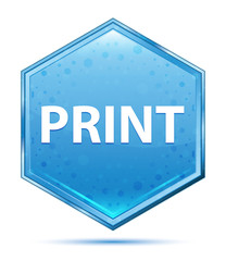 Print crystal blue hexagon button