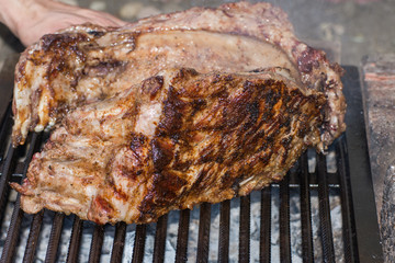 pork bone on the grill