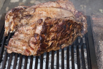 pork bone on the grill