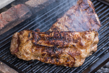 pork bone on the grill