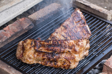 pork bone on the grill