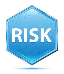 Risk crystal blue hexagon button