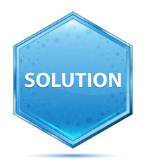 Solution crystal blue hexagon button