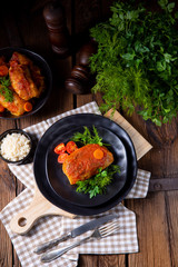 Roasted cabbage rolls with rice and minced meat according to the recipe of omas