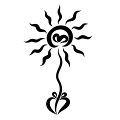 flower of the sun, heart and thread