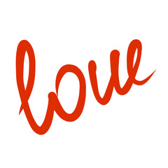 word love red text on white background