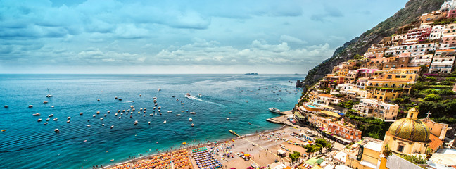 Panoramabild Amalfiküste. Positano, Italien