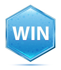 Win crystal blue hexagon button