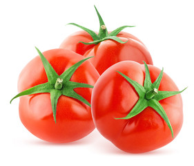 one tomato isolated on white background with clipping path