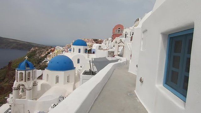 View of the Greek Orthodox Blue Dome Church in Oia.