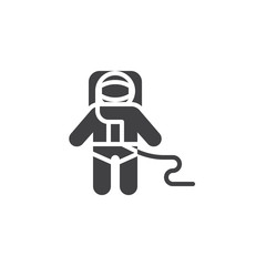 Space astronaut vector icon. filled flat sign for mobile concept and web design. Spaceman in space suit glyph icon. Symbol, logo illustration. Pixel perfect vector graphics