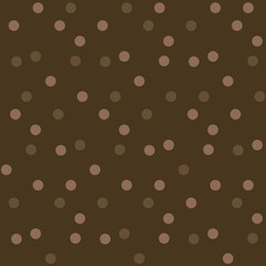 Dark chocolate background polka dots seamless pattern
