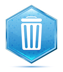 Bin icon crystal blue hexagon button