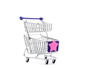 Empty shopping cart isolated on white background