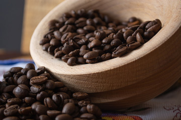 Coffee ready to be milled with old grinder