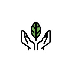 Vector Hands With Leaf Icon