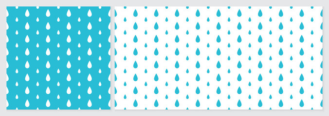 Pattern water droplets of rain background seamless with blue and white colors. Template set with 2 sizes.