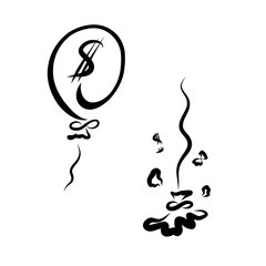 flying balloon with money symbol and burst balloon