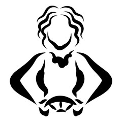 woman holds the steering wheel, black sketch