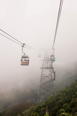 Beautiful view of Nong Ping Cable Car with smog