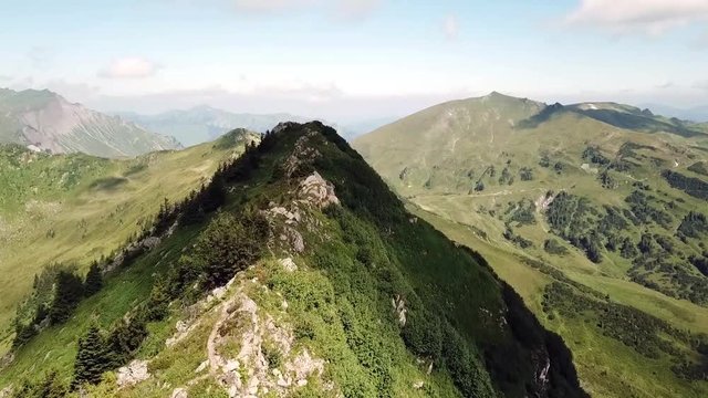 Fling over the top of a mountin in the Alps.