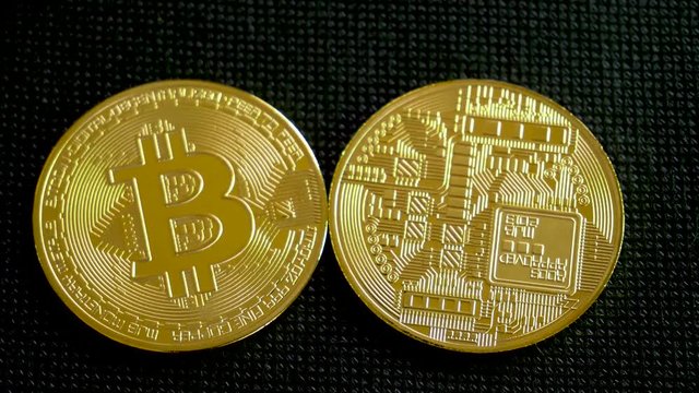 Gold Bitcoin Cryptocurrency, both sides shot
