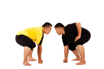 Obraz na płótnie Canvas Two obesity man playing sumo