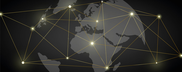 digital golden network connect the world  vector illustration EPS10