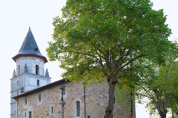 Naklejka premium Church of Our Lady of the Assumption located in Ainhoa, France
