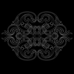 Black vintage baroque ornament, corner. Retro pattern antique style acanthus.