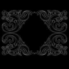 Black vintage baroque ornament, corner. Retro pattern antique style acanthus.