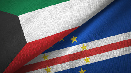 Kuwait and Cape Cabo Verde two flags textile cloth, fabric texture