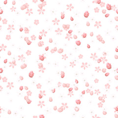 Obraz na płótnie Canvas Beautiful floral vector seamless pattern. Pink roses buds and small flowers on white background. Template for textile, wallpaper, print, carton, banner, ceramic tile, card.