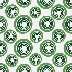 Seamless background of concentric circles in neon green colors on white