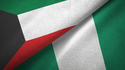 Kuwait and Nigeria two flags textile cloth, fabric texture