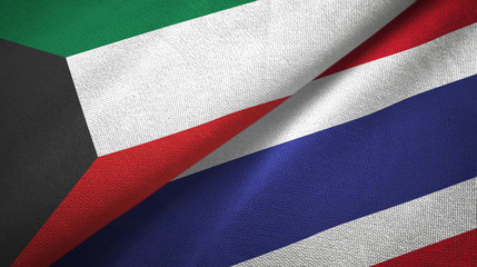 Kuwait and Thailand two flags textile cloth, fabric texture