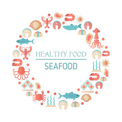 Fish and seafood flat icon