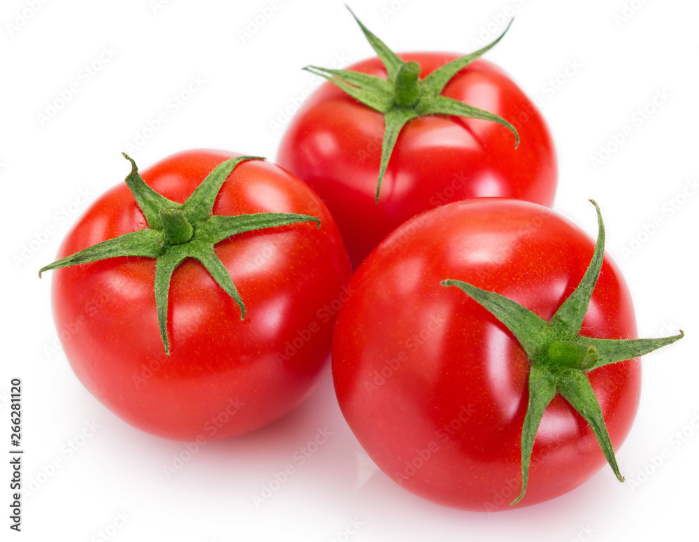 Wall mural fresh tomato on white background