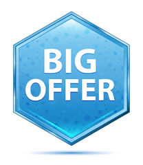 Big Offer crystal blue hexagon button