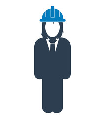 Standing Female  Engineer  Icon. Flat style vector EPS.