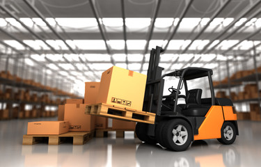 Forklift in Warehouse