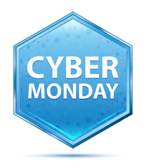 Cyber Monday crystal blue hexagon button