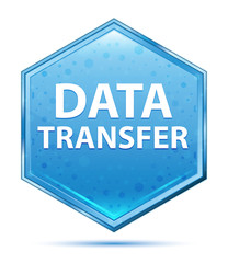 Data Transfer crystal blue hexagon button