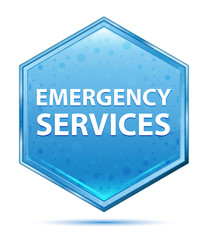 Emergency Services crystal blue hexagon button