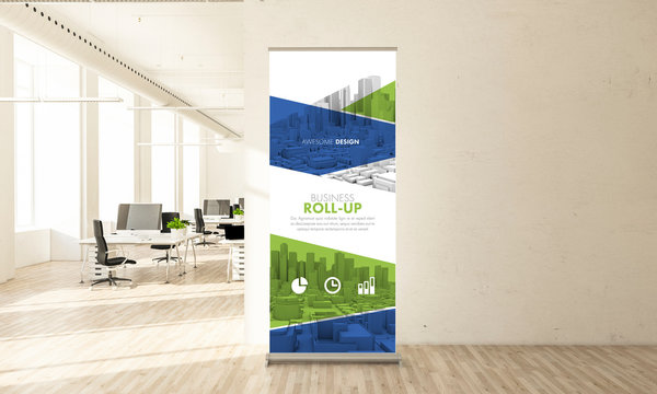 Awesome Design Roll Up Banner In Minimal Office